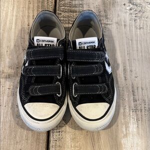 Converse Kids Black Velcro Three-Strap Low Top Sneakers